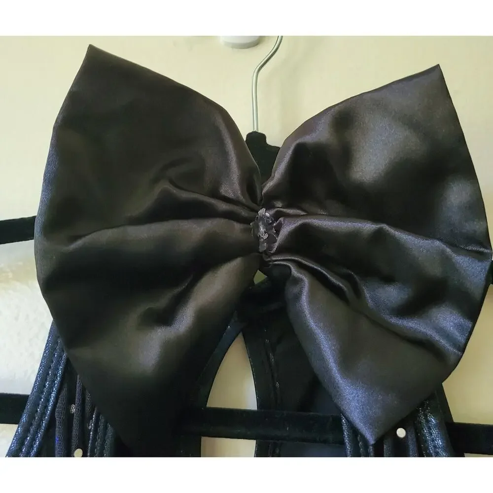 A Wish Come True Ah Papi Top 15853 Sz SA Sleevless Black Bow Dance Cheer Pageant